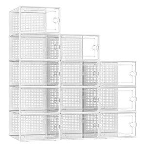 12pk Clear Shoe Storage Boxes Stackable Organizer size L